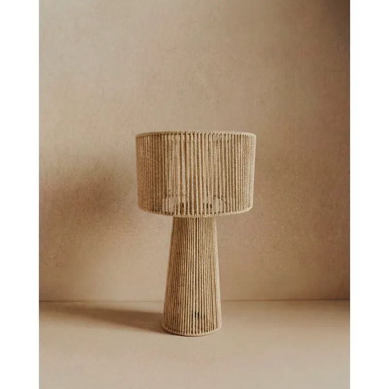 Lámpara de mesa de papel y tela de color natural de 24cm - Inicio