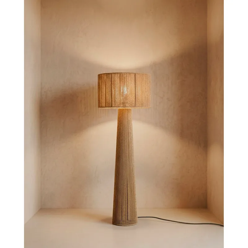 Lámpara de pie de papel y tela de color natural de 45cm - Inicio