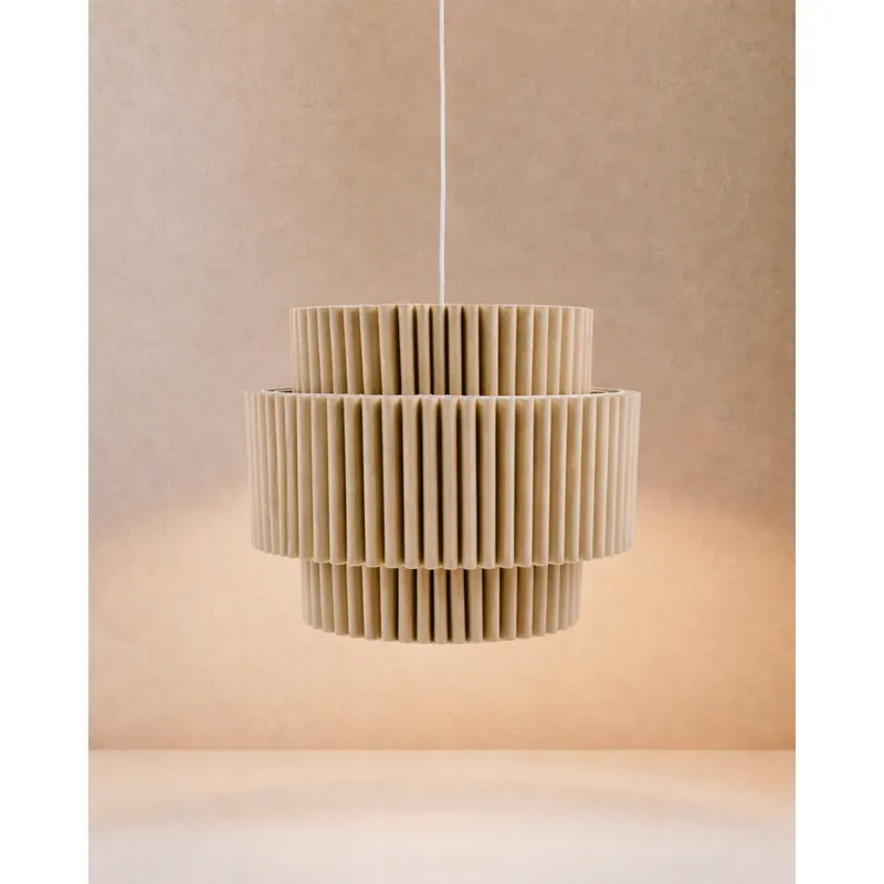Lámpara de techo de lino en color beige de 33cm - Inicio