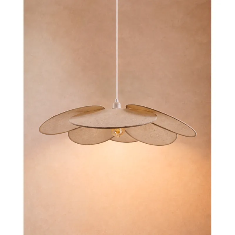 Lámpara de techo de lino en color beige de 57cm - Inicio
