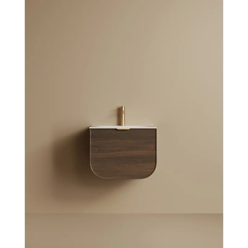 Mueble de baño de madera contrachapada en tono nogal de 59cm - Inicio