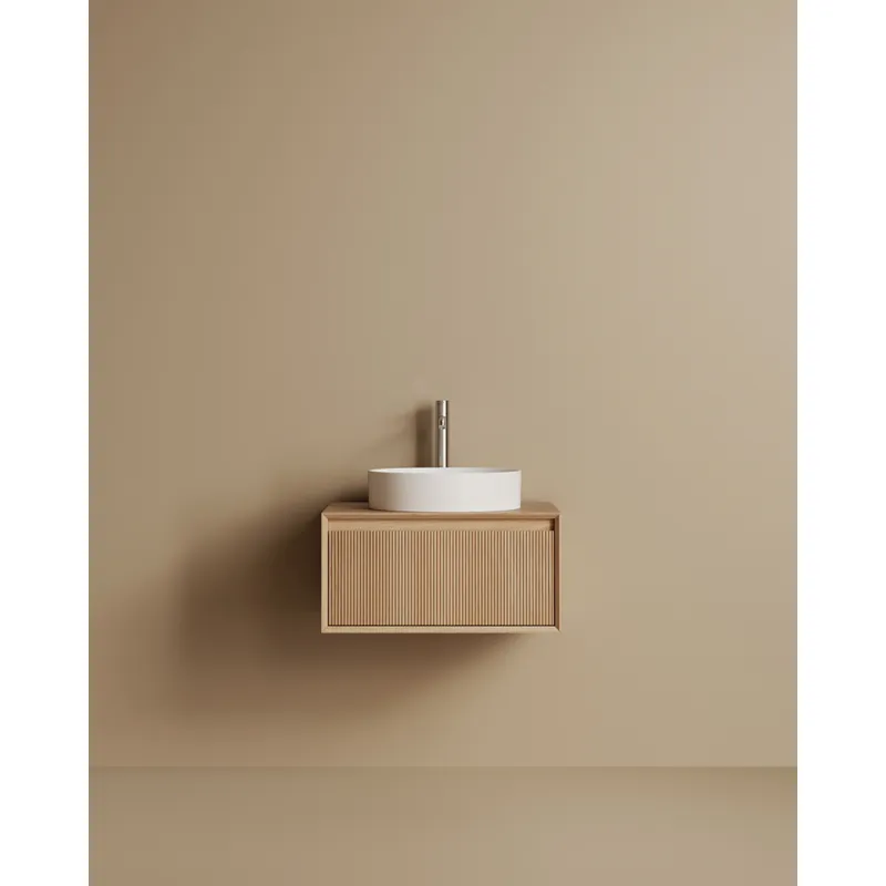 Mueble de baño de madera contrachapada en tono roble oscuro de 60cm - Inicio