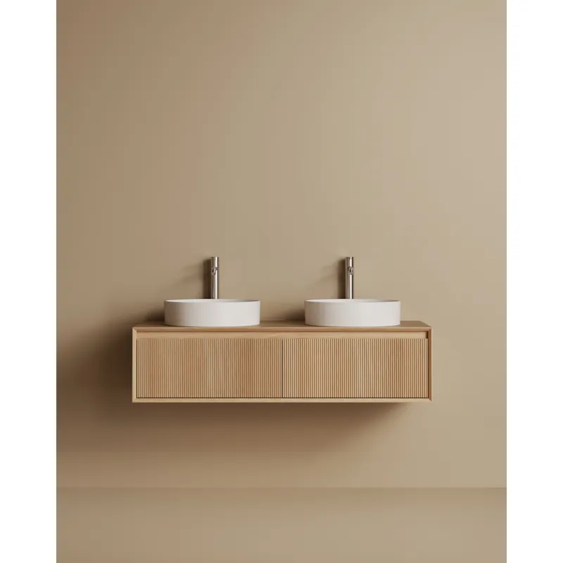 Mueble de baño de madera contrachapada en tono roble oscuro de 120cm - Inicio