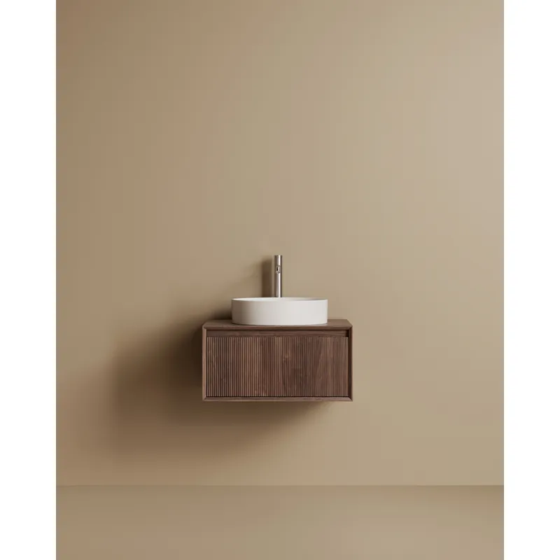 Mueble de baño de madera contrachapada en tono nogal de 60cm - Inicio