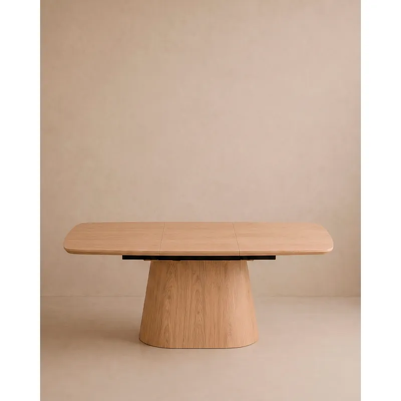 Mesa de comedor ovalada extensible en chapa de roble de 160-200x100cm