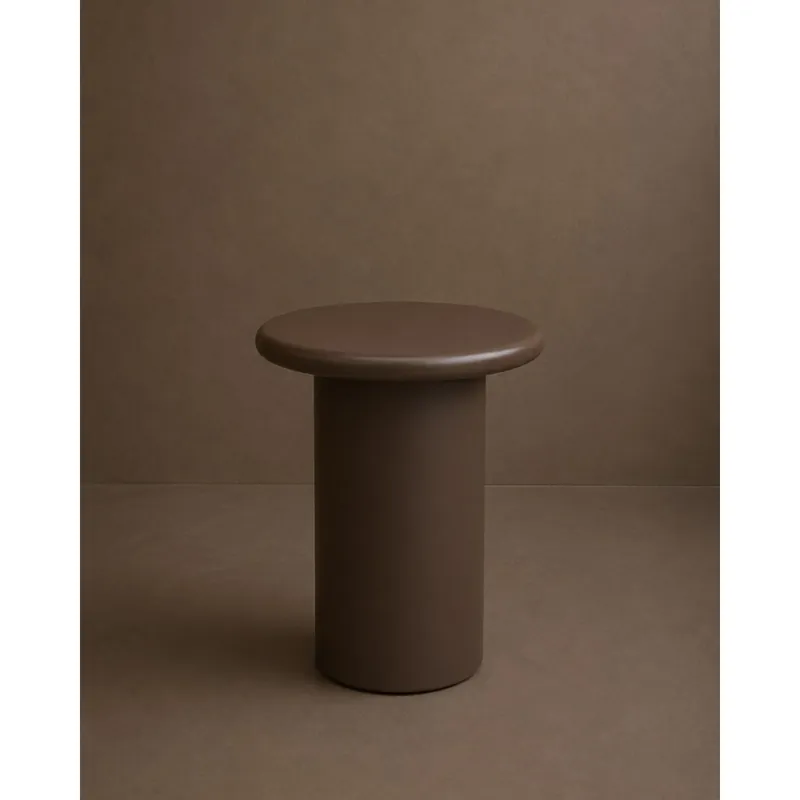 Mesa de centro redonda lacada en color marrón efecto mate de 45cm - Inicio