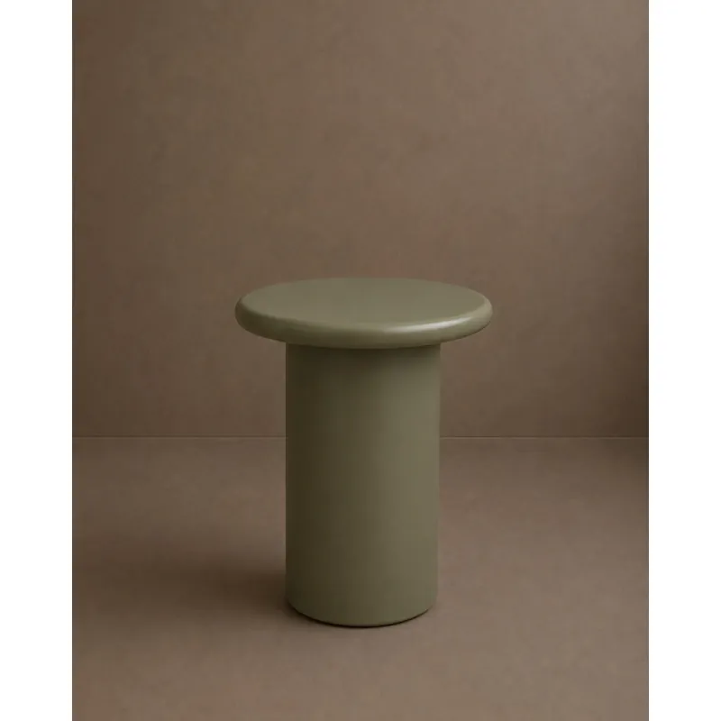 Mesa de centro redonda lacada en color verde efecto mate de 45cm - Inicio