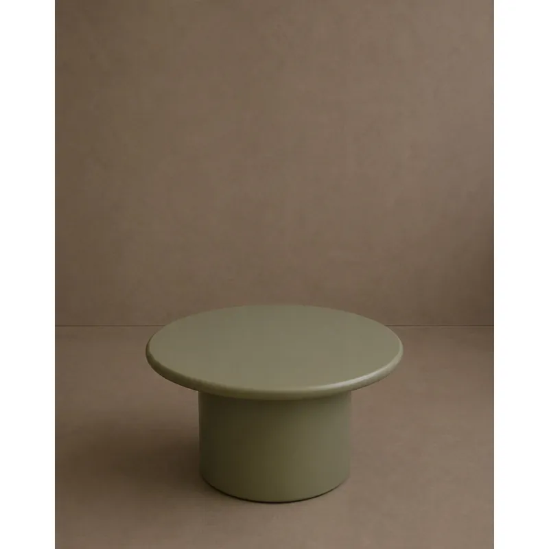 Mesa de centro redonda lacada en color verde efecto mate de 80cm - Inicio