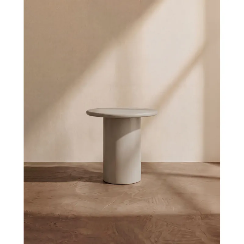 Mesa de centro redonda lacada en color blanco efecto mate de 45cm - Inicio