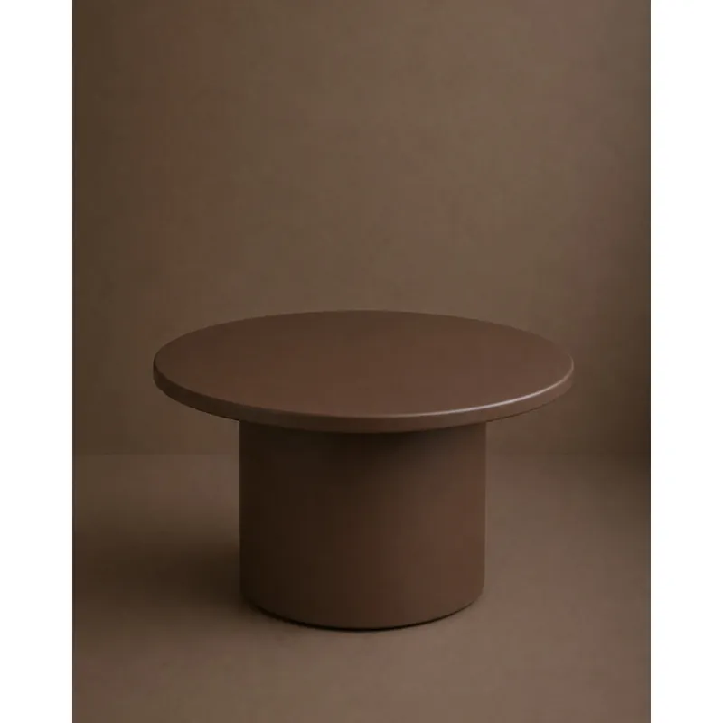 Mesa de centro redonda lacada en color marrón efecto mate de 80cm - Inicio