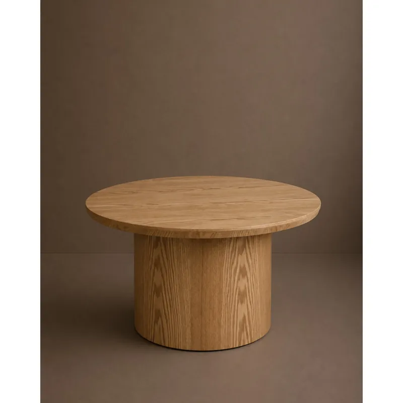 Mesa de centro redonda en chapa de roble de 80cm - Inicio