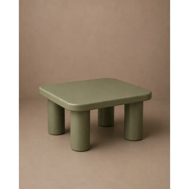 Mesa de centro cuadrada lacada en color verde efecto mate de 70x70cm - Inicio