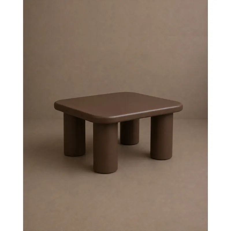 Mesa de centro cuadrada lacada en color marrón efecto mate de 70x70cm - Inicio