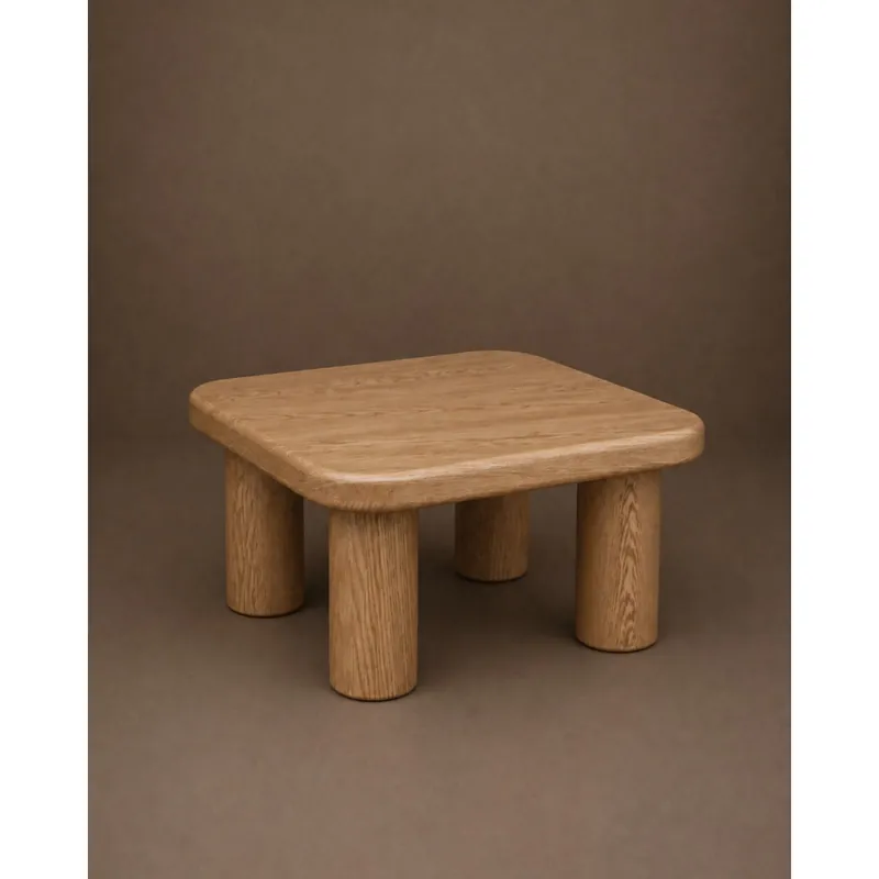 Mesa de centro cuadrada en chapa de roble de 70x70cm - Inicio