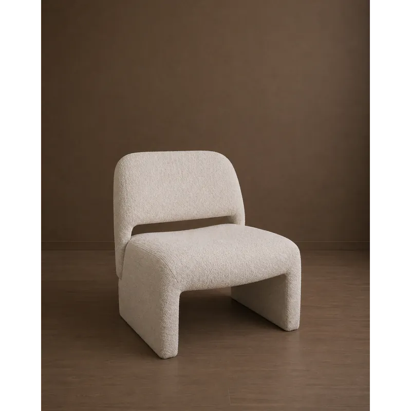 Butaca de bouclé en color blanco de 64x71cm - Inicio