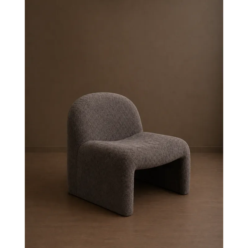 Butaca de bouclé en color marrón de 69x67cm - Inicio