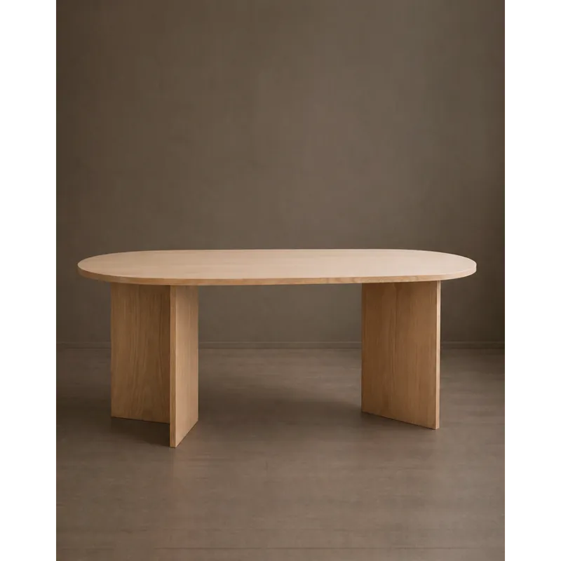 Mesa de comedor ovalada en chapa de roble de 180x90cm - Inicio