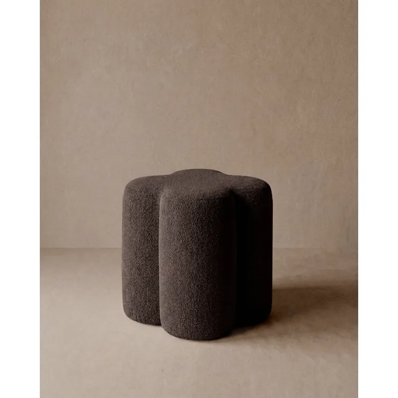 Puff de bouclé en color marrón de 38cm - Inicio