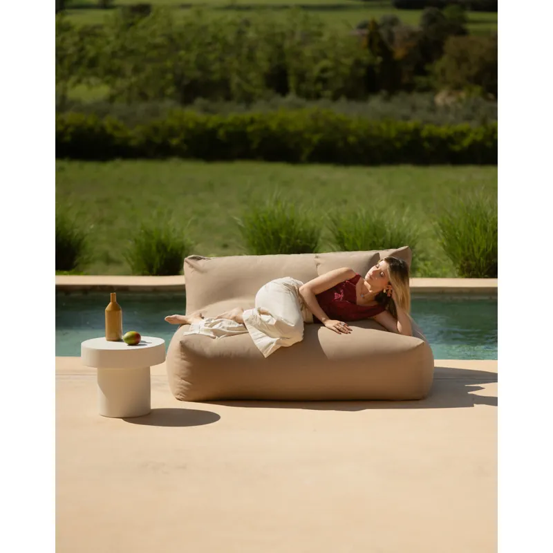 Módulo de 2 plazas de exterior de olefina en color marrón claro de 140x90cm - Inicio