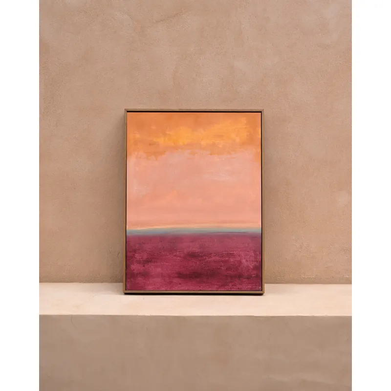 Cuadro rosa decorativo sobre algodón con bastidor de madera pintado artesanalmente con pintura al óleo de 80x60cm - Inicio