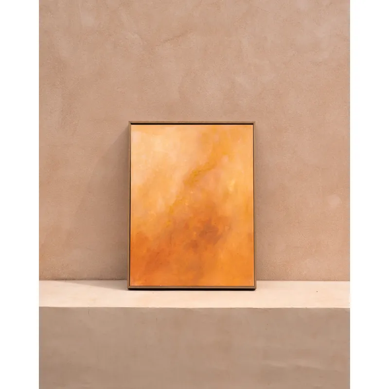 Cuadro naranja decorativo sobre algodón con bastidor de madera pintado artesanalmente con pintura al óleo de 80x60cm - Inicio