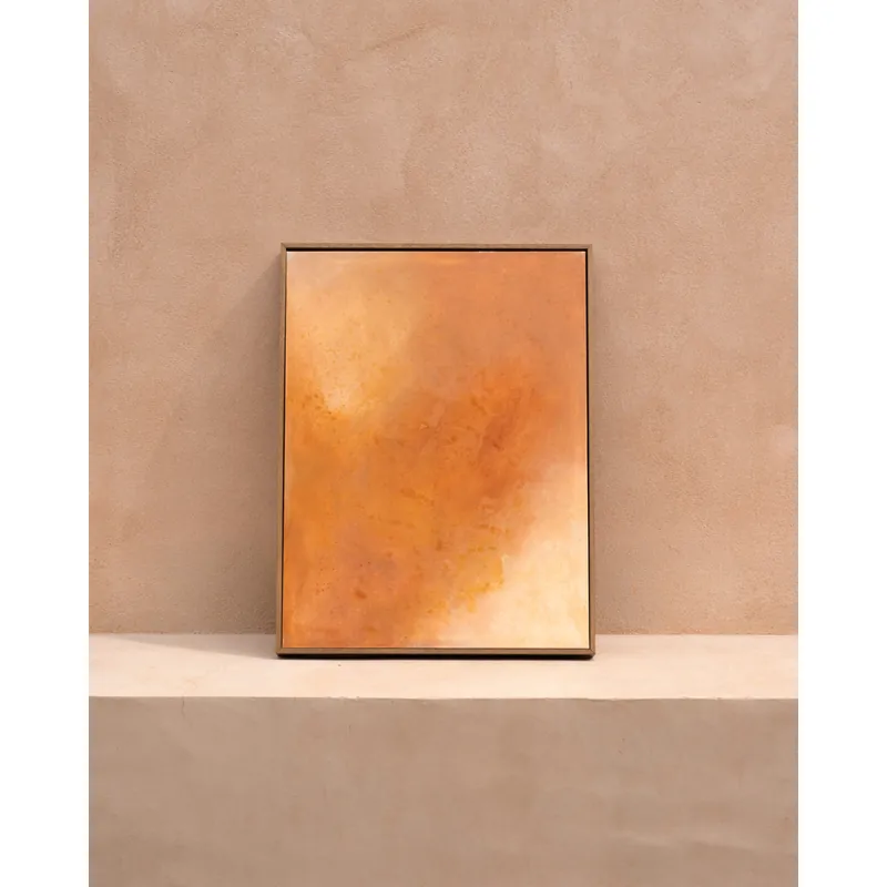 Cuadro naranja decorativo sobre algodón con bastidor de madera pintado artesanalmente con pintura al óleo de 80x60cm - Inicio