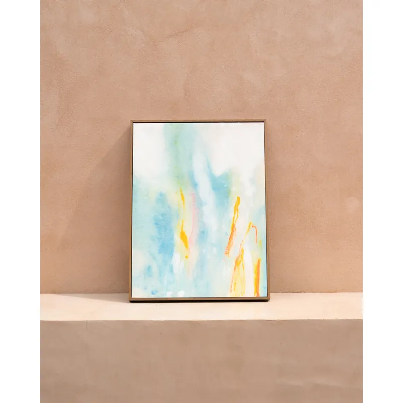 Cuadro azul decorativo sobre algodón con bastidor de madera pintado artesanalmente con pintura al óleo de 80x60cm - Inicio