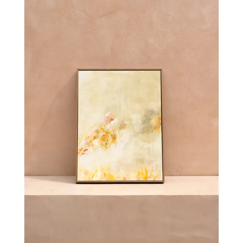 Cuadro beige decorativo sobre algodón con bastidor de madera pintado artesanalmente con pintura al óleo de 80x60cm - Inicio