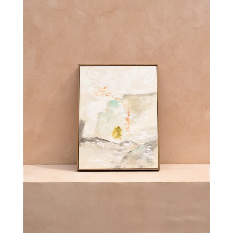 Cuadro beige decorativo sobre algodón con bastidor de madera pintado artesanalmente con pintura al óleo de 80x60cm - Inicio