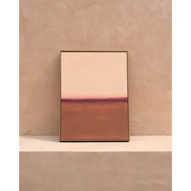 Cuadro beige y marrón decorativo sobre algodón con bastidor de madera pintado artesanalmente con pintura al óleo de 80x60cm - Inicio