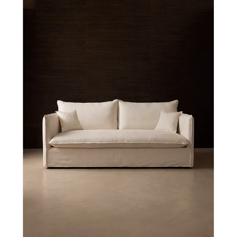 Sofá recto desenfundable de color blanco roto de 160cm - Sofás