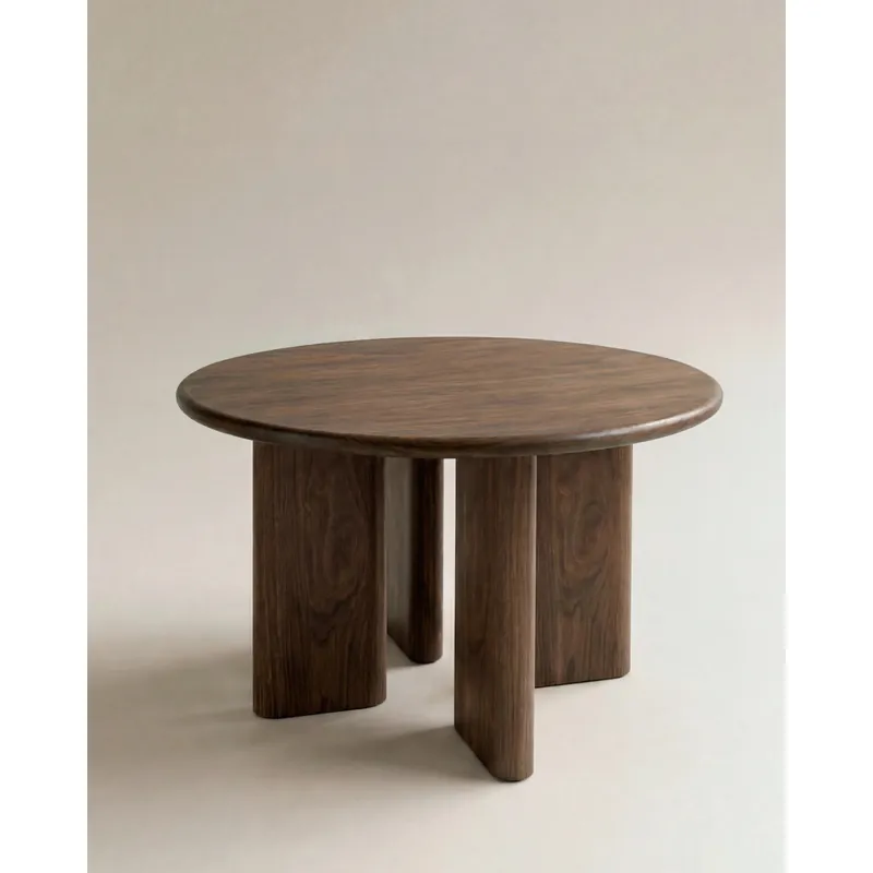 Mesa de comedor redonda en chapa de roble en color avellana de 120cm - Mesas de comedor