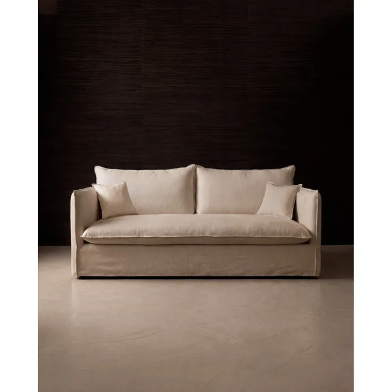 Sofá recto desenfundable de color beige de 160cm - Sofás