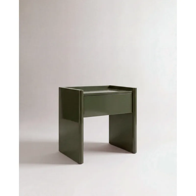 Mesita de noche lacada en tono verde de 50x50cm - Mesitas de noche