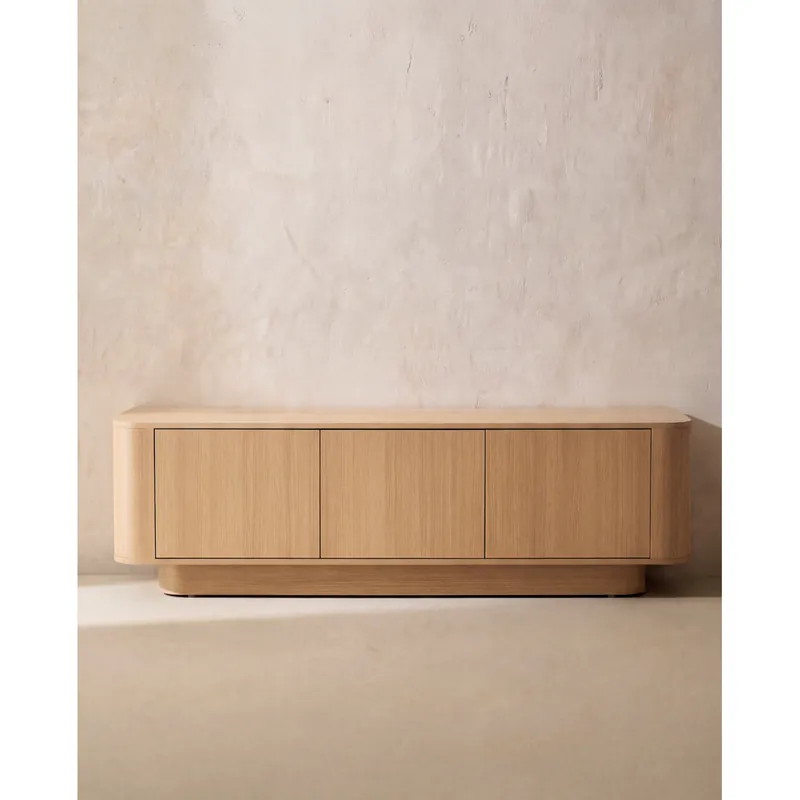 Mueble TV acabado roble medio con 3 puertas de 160x40cm - Muebles TV