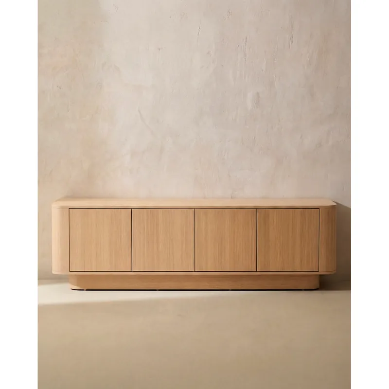 Mueble TV acabado roble medio con 4 puertas de 180x40cm - Muebles TV
