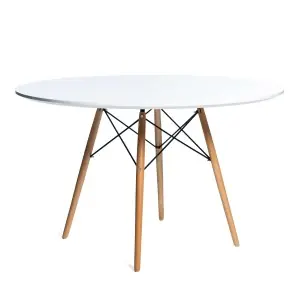 Mesa Wood 120cm de Comedor Redonda Blanco - Vackart