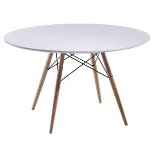 Mesa Wood 100cm de Comedor Redonda, Blanco - Vackart