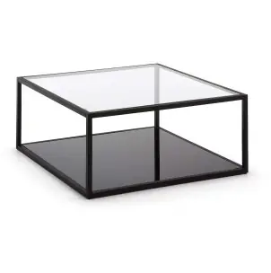 Mesa Blackhill 80x80cm negra, de centro en Cristal - Vackart