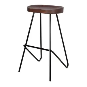 Taburete QUINCY NEGRO 78 cm Alto, Madera Tropical / Metal - Vackart