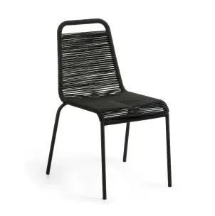 Silla LAMBTON metal negro cuerda negra - Kave Home