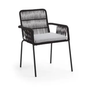 Silla Samanta brazos metal negro cuerda negra - Vackart