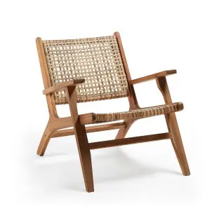 Sillón GRIGNOON, Acacia Natural y Mimbre - Kave Home