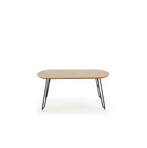 Mesa extensible Novac 140 (220) x 90 cm negro, chapado roble natural - Vackart