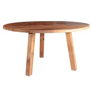 Mesa DIXON de comedor Ø80 cm, madera nueva envejecida/estilo vintage - Vackart