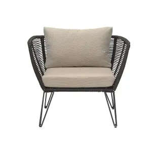 Sillón MUNDO I, Metal / Poliéster / Negro / Beige - Bloomingville