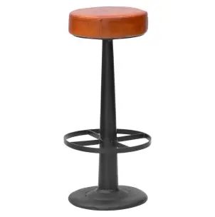 Taburete ALEXIS 78 cm, acero/piel - Vackart