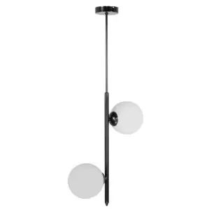 Lámpara de Techo SENY, Metal Negro / Cristal Opal - Vackart