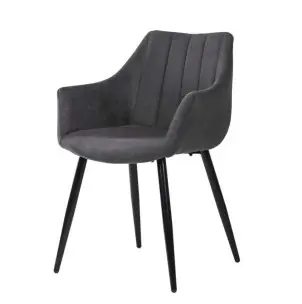 Silla con Brazos KØGER, Tapiz Gris Oscuro / Metal Negro - Vackart