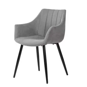 Silla con Brazos KØGER, Tapiz Gris Claro / Metal Negro - Vackart